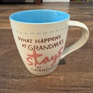 Hallmark "What Happens at Grandma's" Ceramic Coffee Tea Mug Funny Gift Hearts